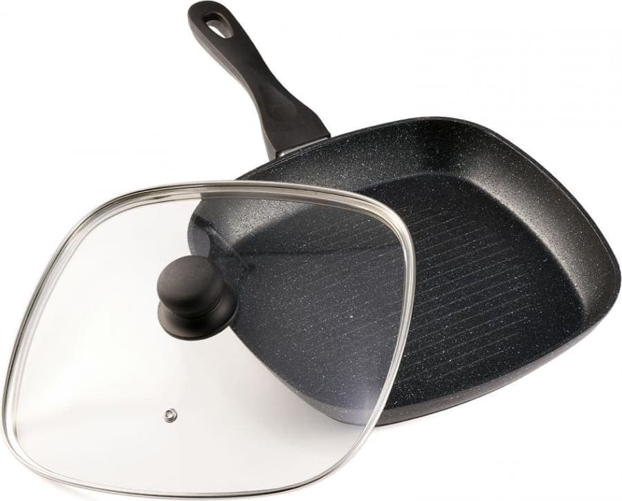 Griliaus keptuvė, aliuminio, su dangčiu, nelimpančia danga 28x4cm HR-BET-ROCA28G HEINNER