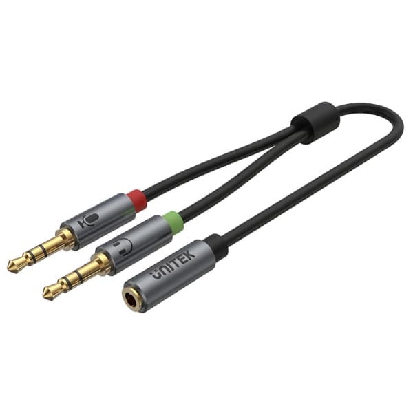 GARSO SKIRSTYTUVAS Y-C957ABK 2 X Jack TRS 3.5 mm KIŠTUKAS / Jack TRRS 3.5 mm LIZDAS 0.2 m UNITEK
