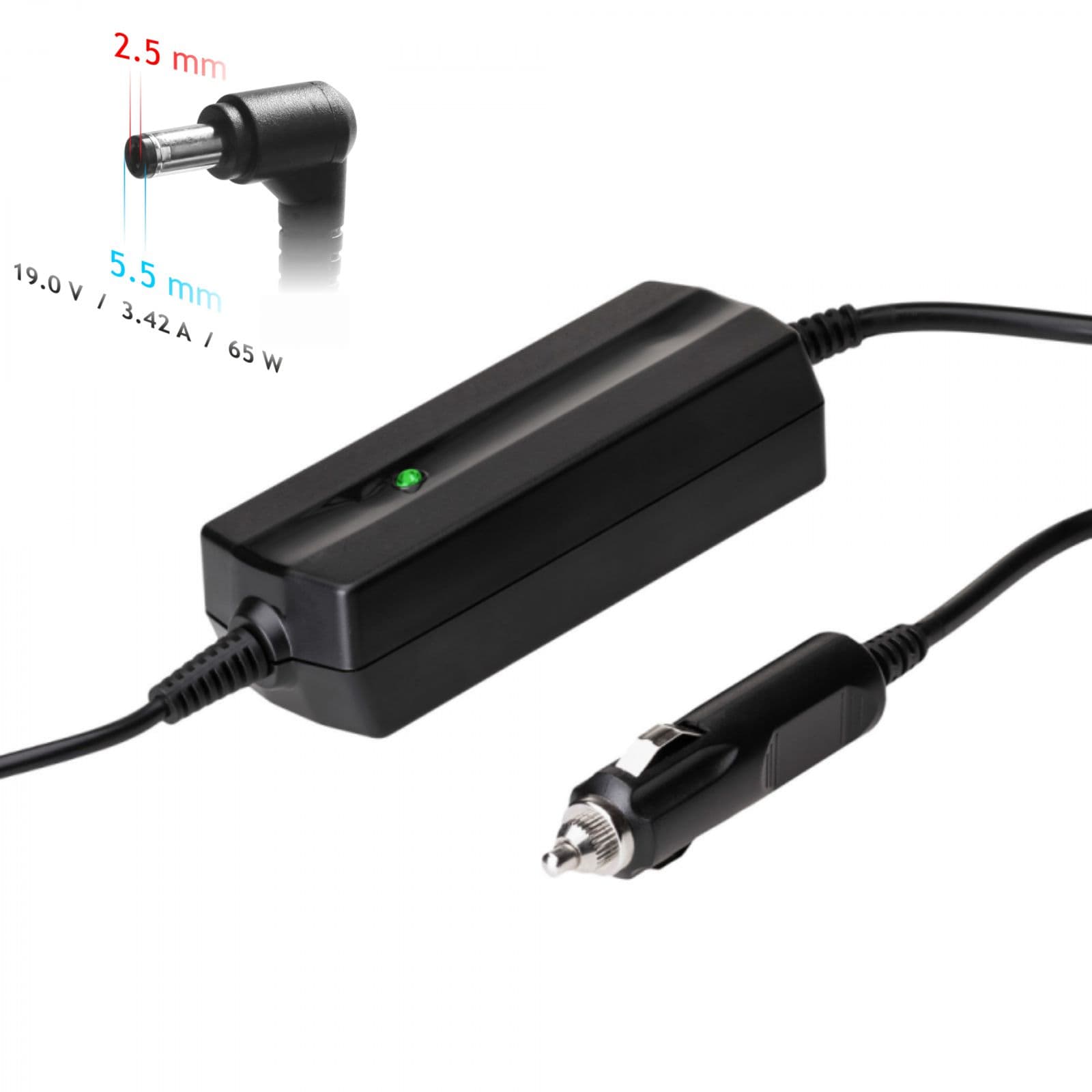 Automobilis nešiojamasis maitinimo šaltinis Agyga AK- ND-31 19V / 3.42A 65W 5.5 x 2.5 mm ASUS / TOSHIBA 1.2m