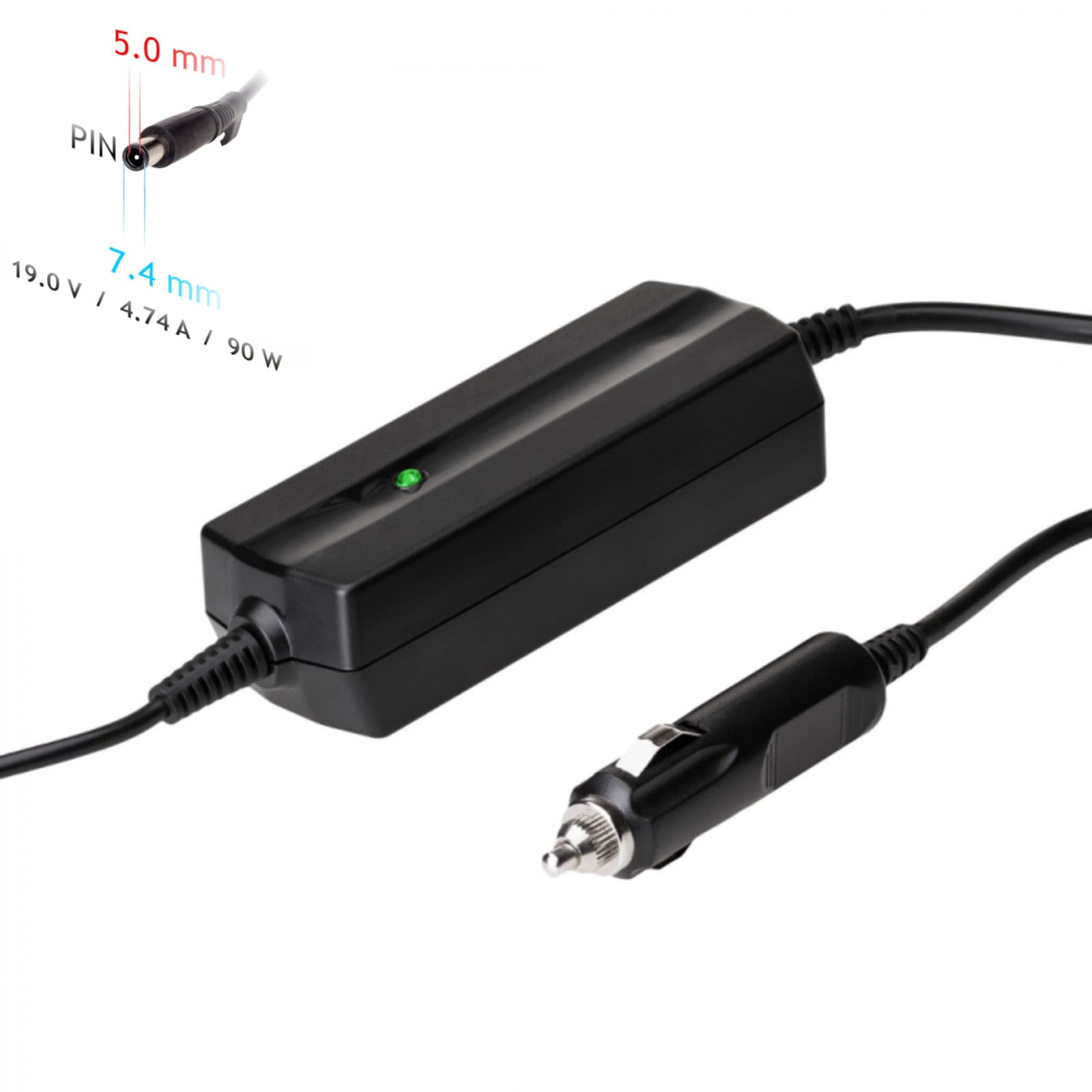 Automobilis nešiojamasis maitinimo šaltinis Akyga AK- ND-32 19V / 4.74A 90W 7.4 x 5.0 mm + pin HP 1.2m