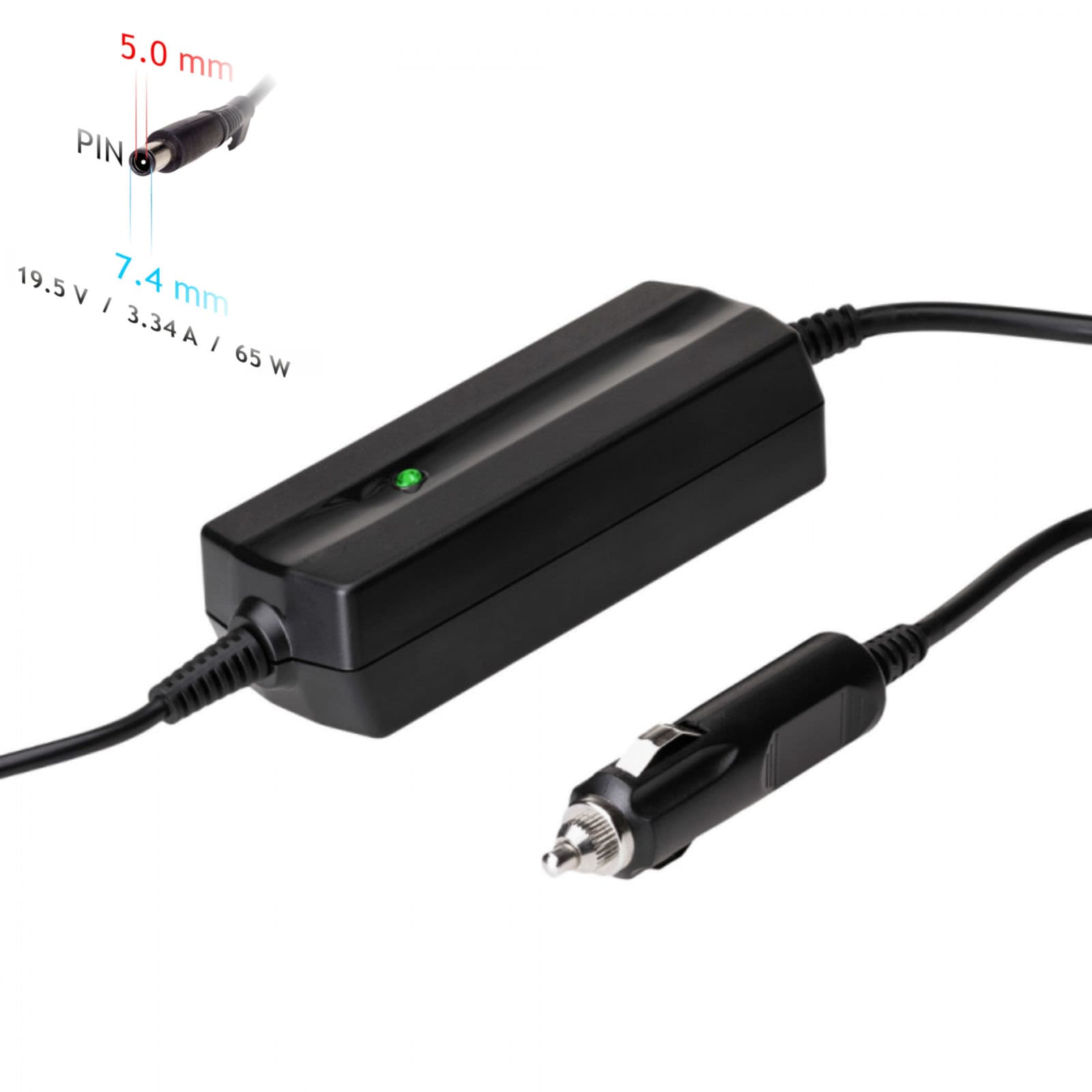 Automobilių knyginis maitinimo šaltinis Akyga AK- ND-33 19.5V / 3.34A 65W QQQQ x 5.0 mm + pin DELL 1.2m