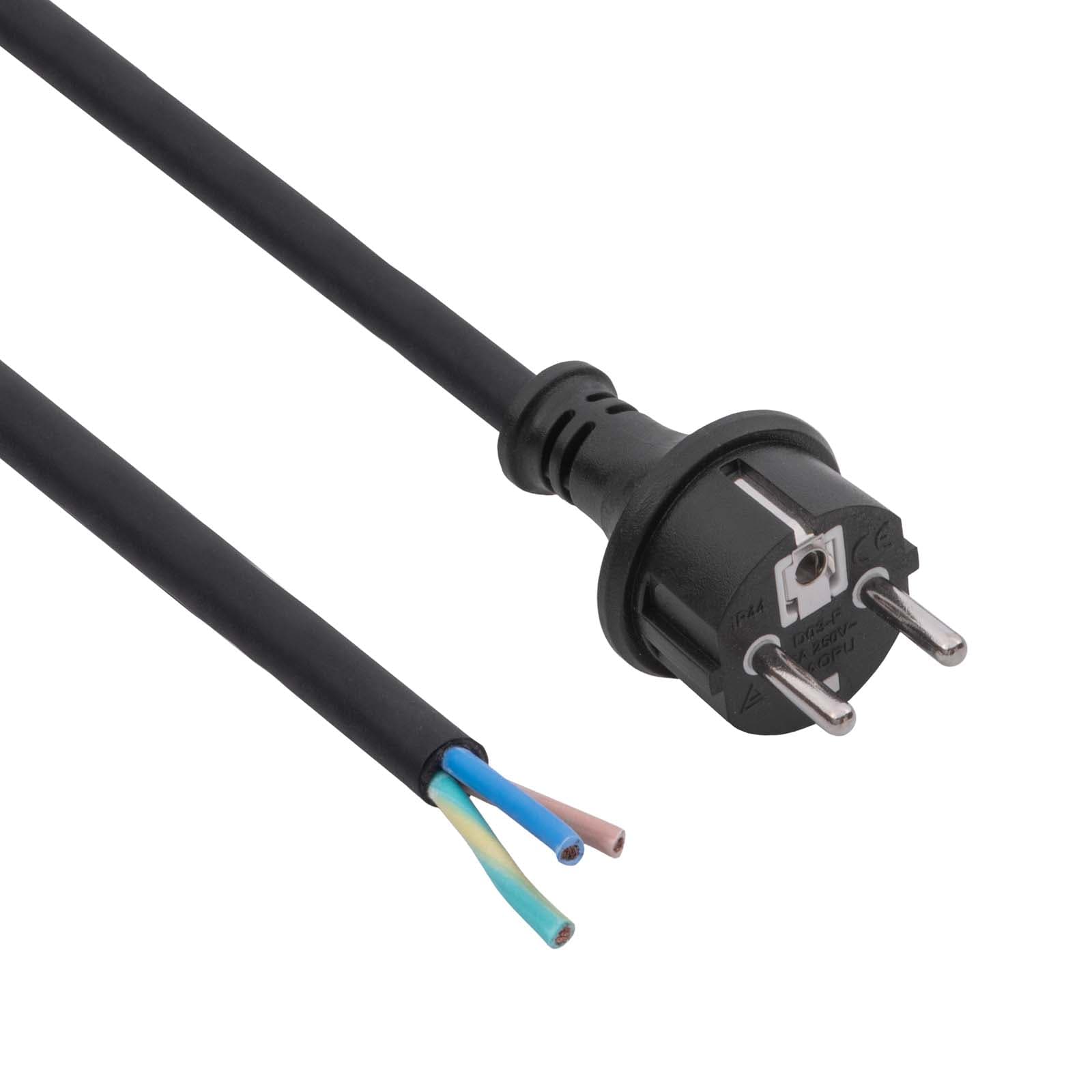 Open Tip Rubber Power Cable Akyga AK-OT-02S CU H05RR-F 3x1.5mm² CEE 7/7 1.8m
