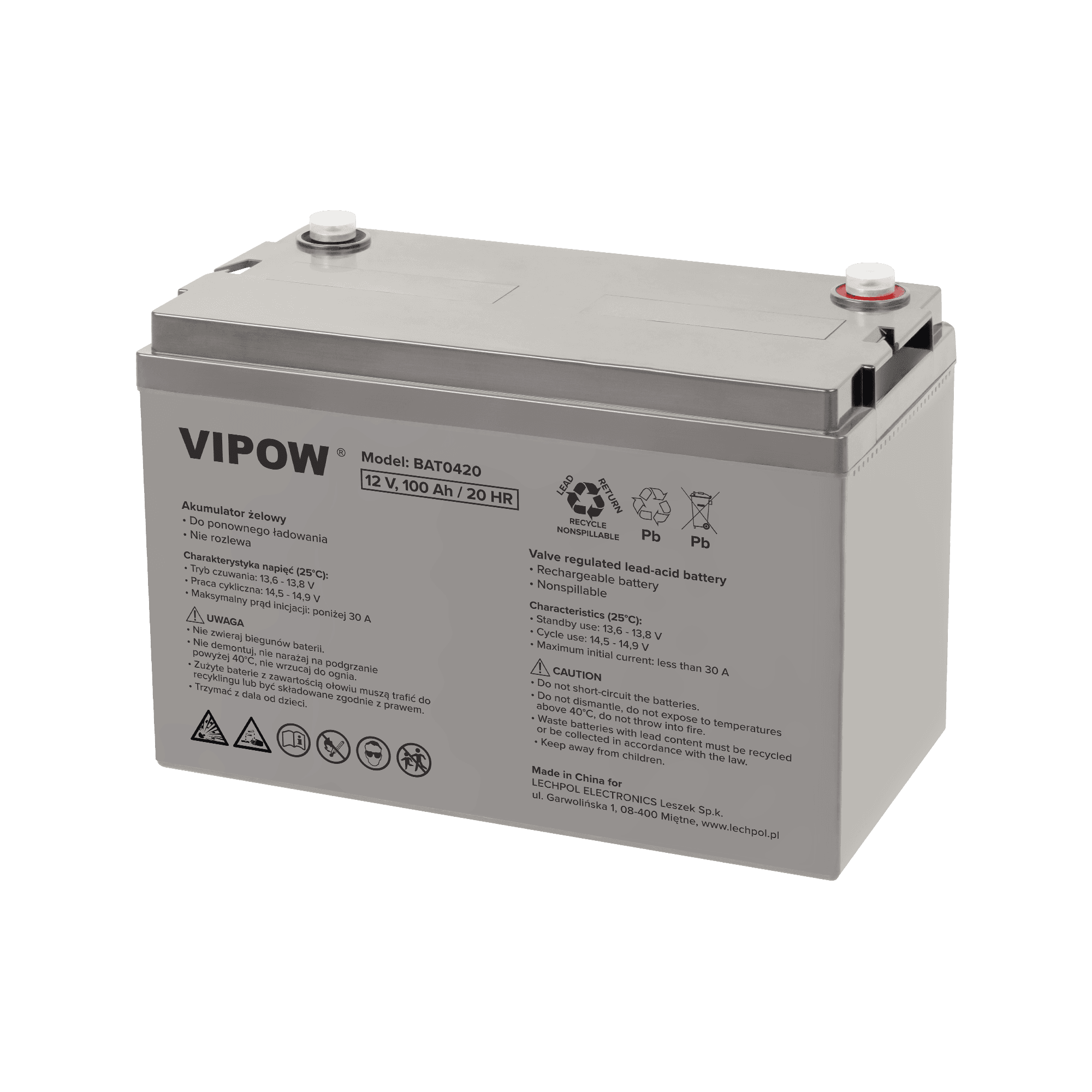 Akumulator żelowy 12V 100Ah Vipow