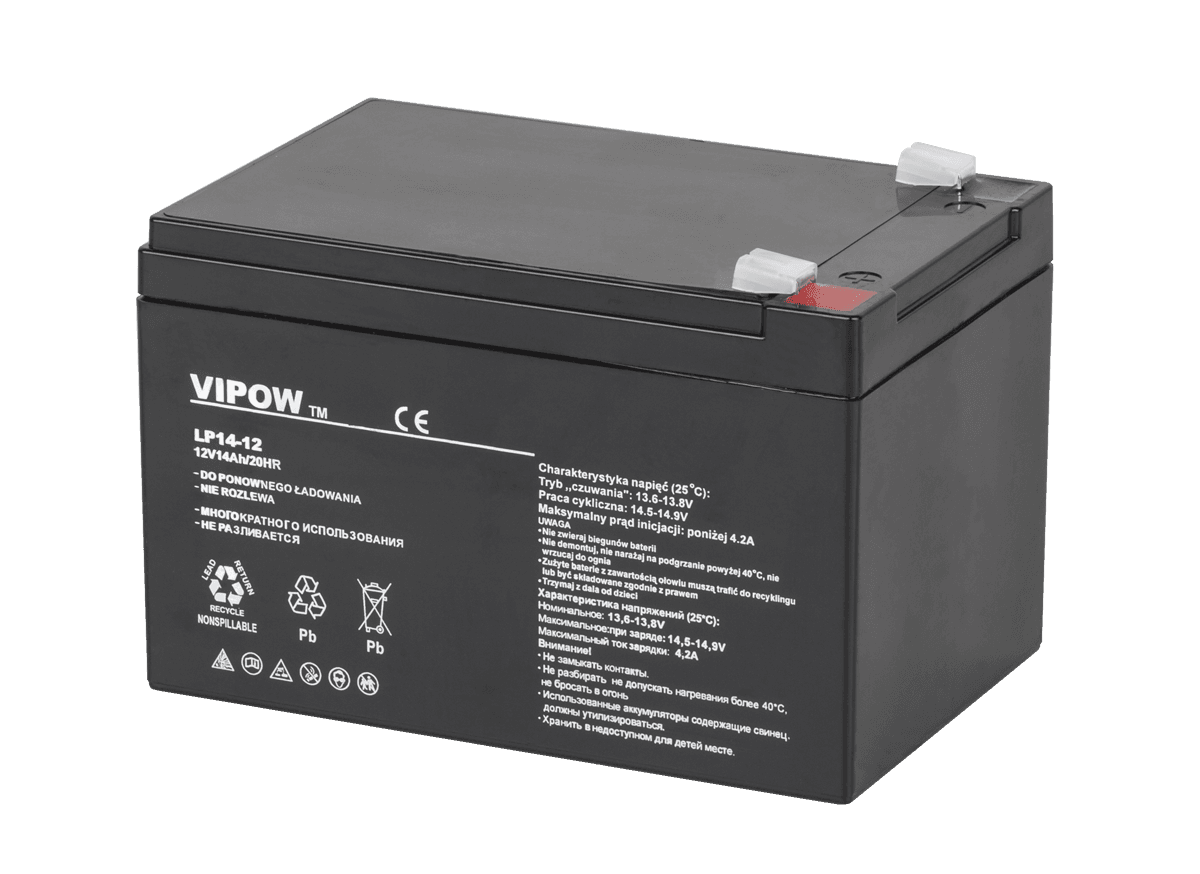 VIPOW 12V 14Ah gelio akumuliatorius
