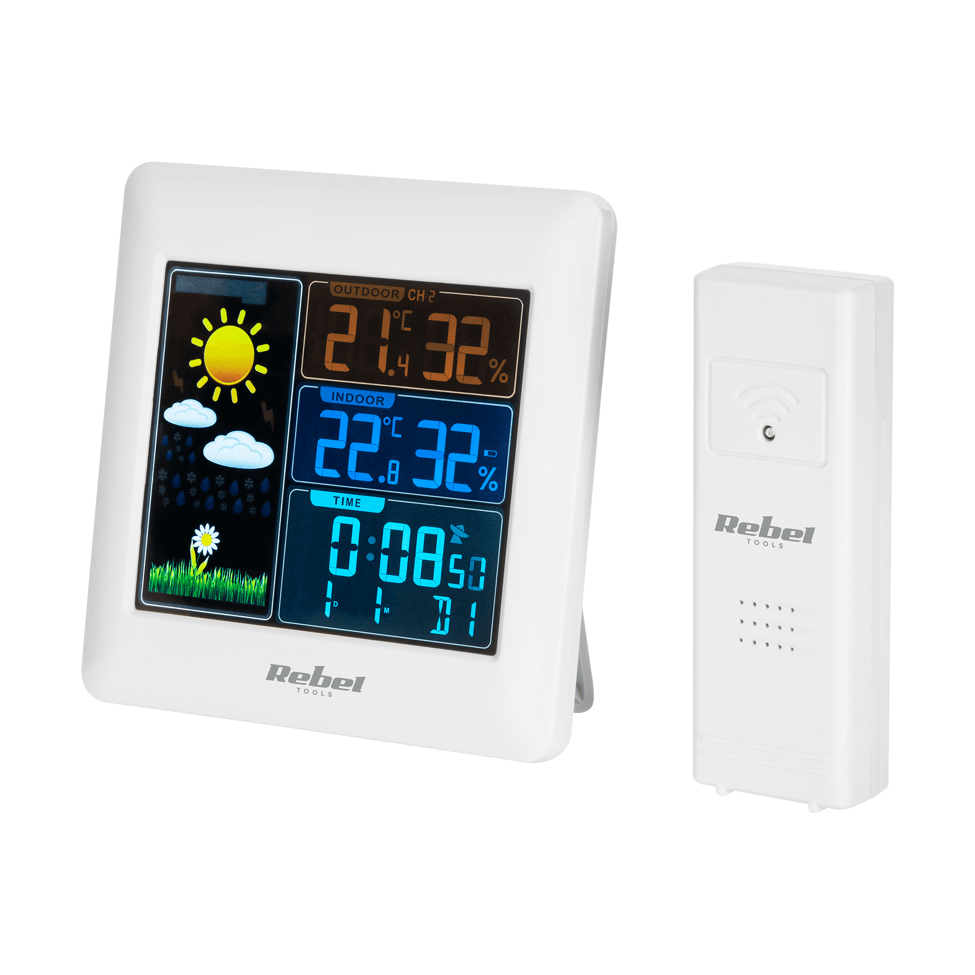 Bezprzewodowa stacja pogodowa z czujnkiem zewnetrznym ( kolorowy wyświetlacz)