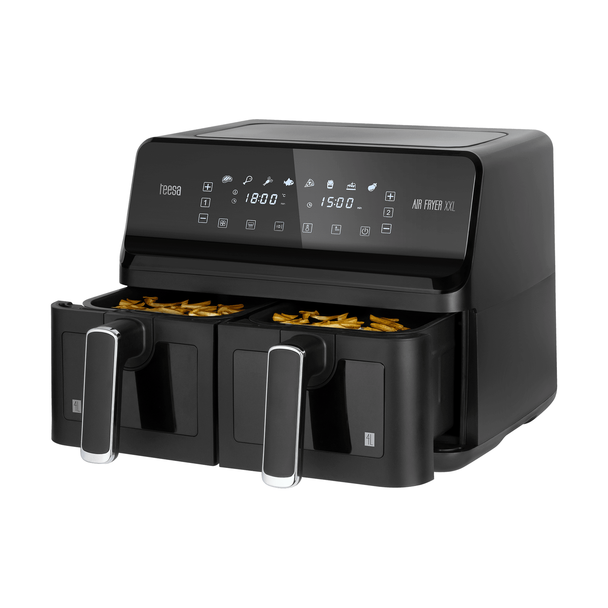 Frytkownica beztłuszczowa TEESA AIR FRYER DUAL POT XXL 8L 2700W