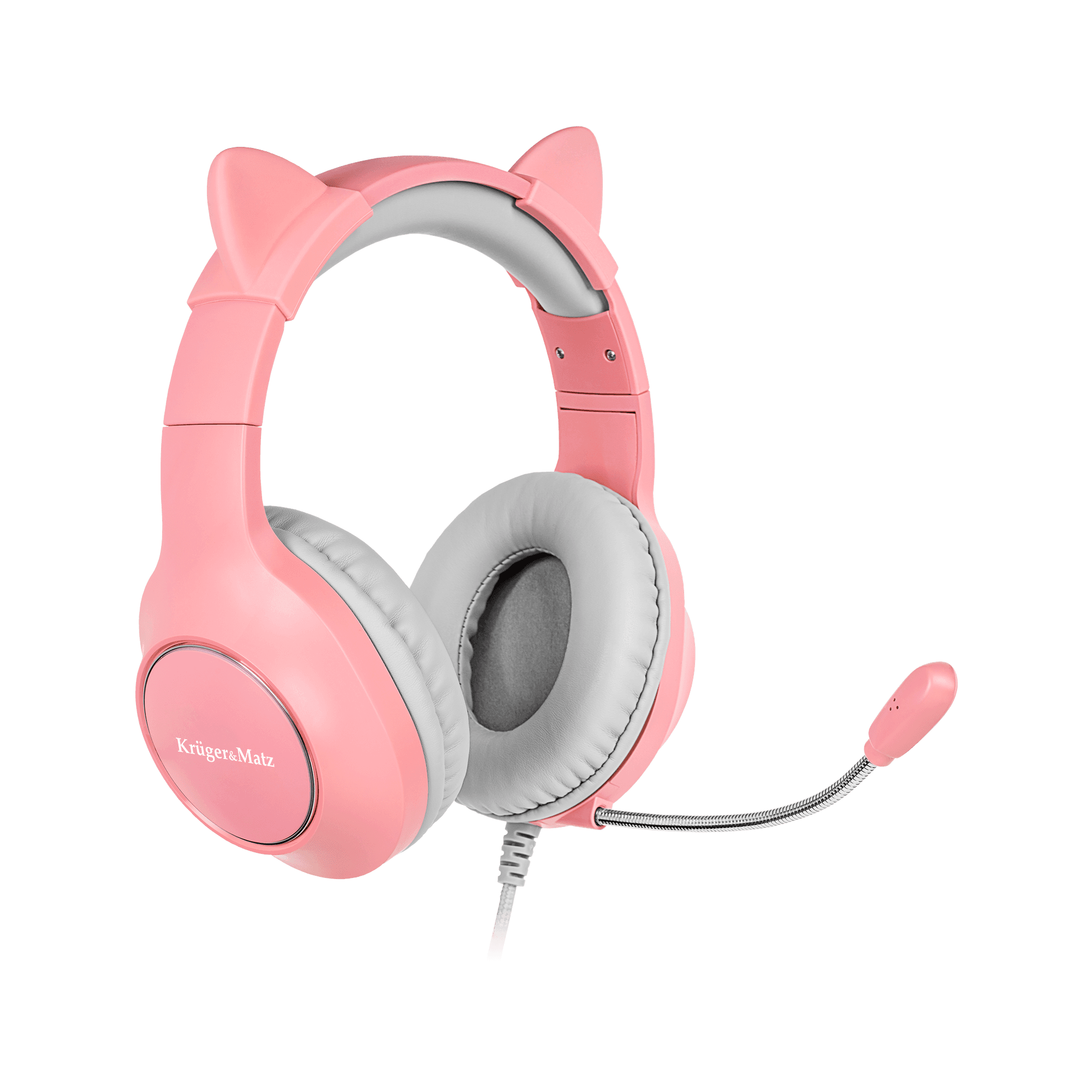 Gamingowe słuchawki nauszne dla dzieci Kruger&Matz Gamer Kids, kolor różowy
