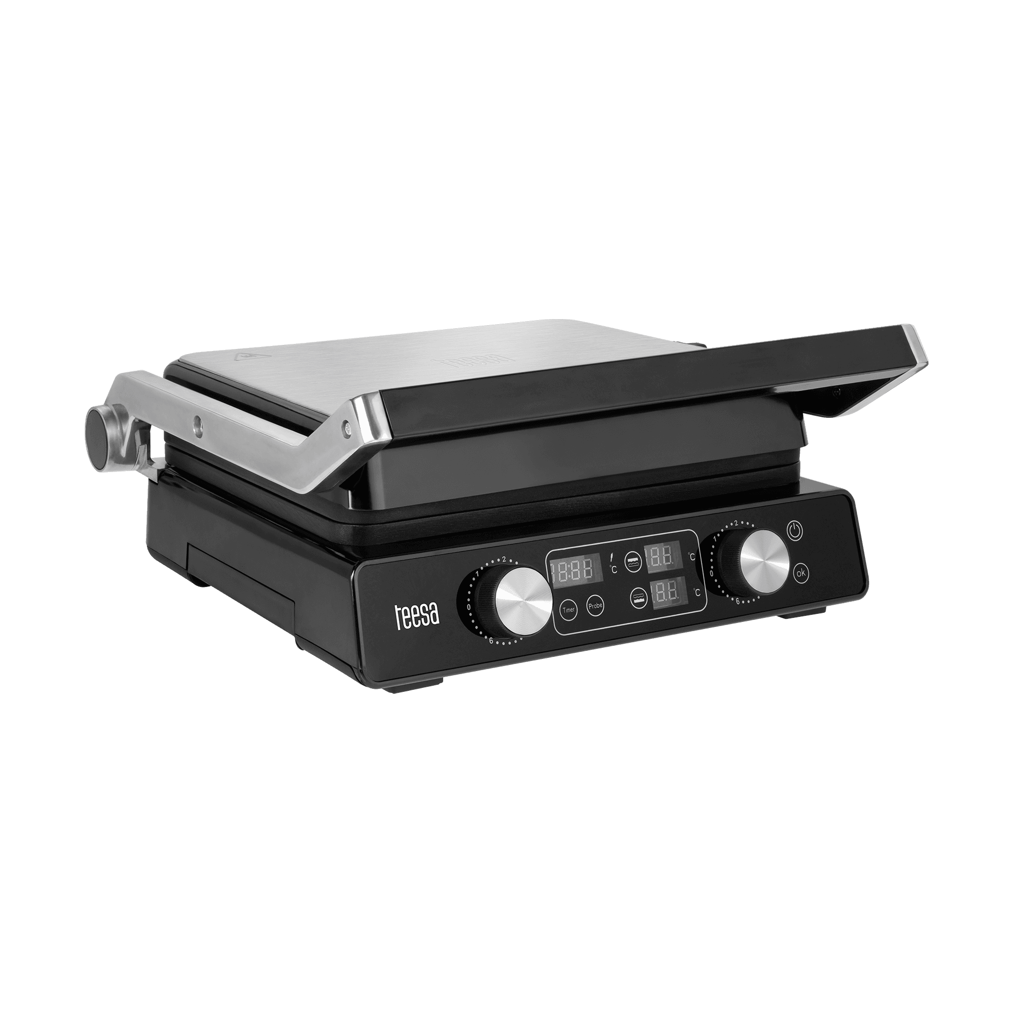 Elektros grilis TESA, špinatų grotelės, skrudintuvas, 3 elementai, išardomos kasetės, 2000W