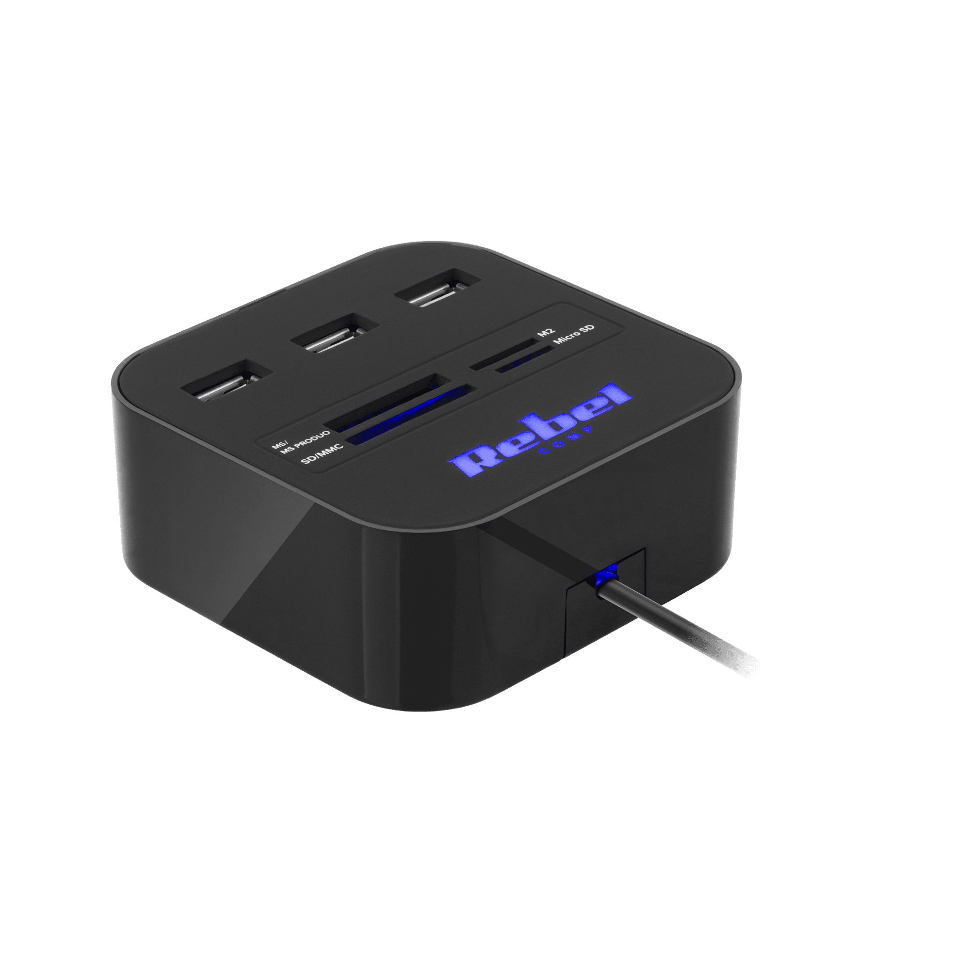 HUB USB 2.0 3 prievadas su atminties kortelių skaitytuvu