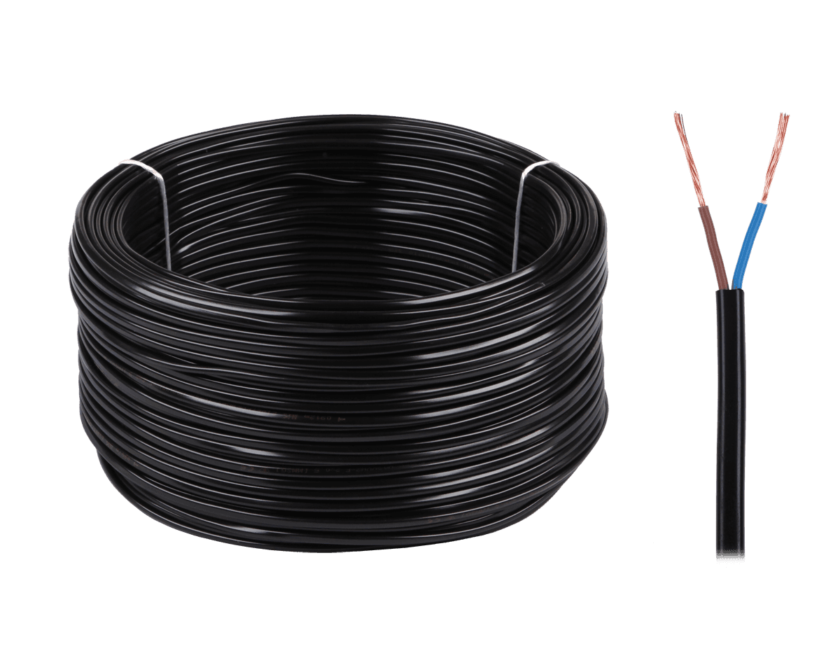 Kabel elektryczny OMYp 2x0,5 300/300V czarny
