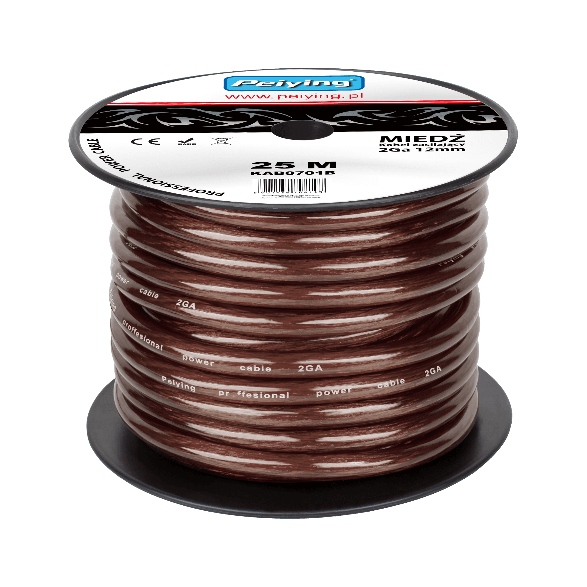 Kabelis 2GA OD12mm CU 25m