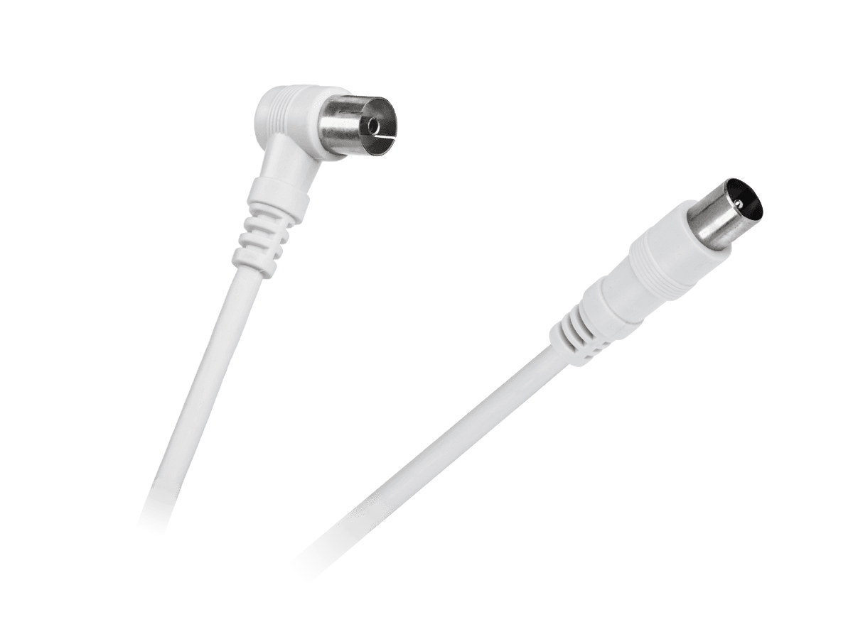 Kabel TV - VIDEO kątowo - prosty biały 10m