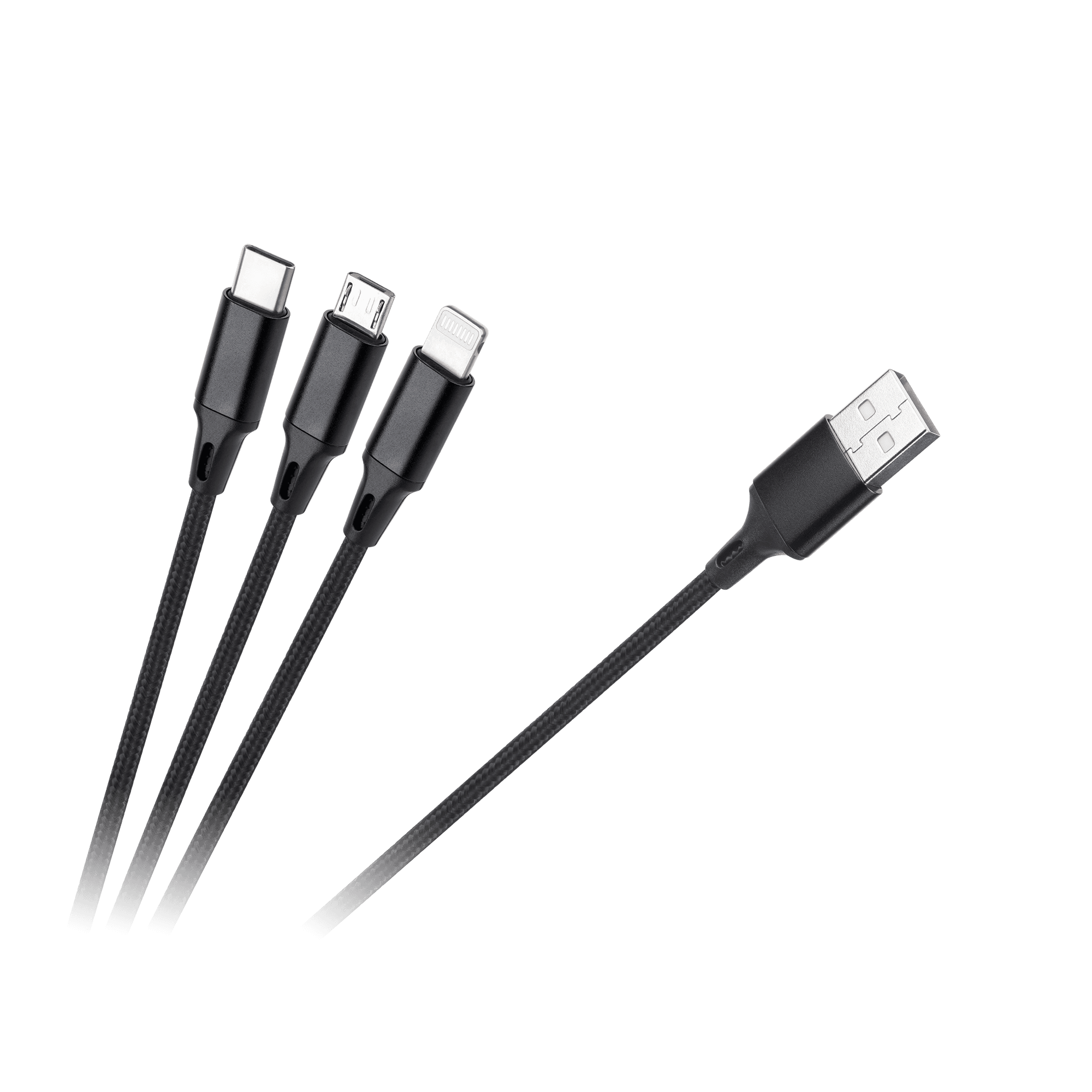 Kabel USB 3w1 microUSB, USB typu C, Lightning 100 cm