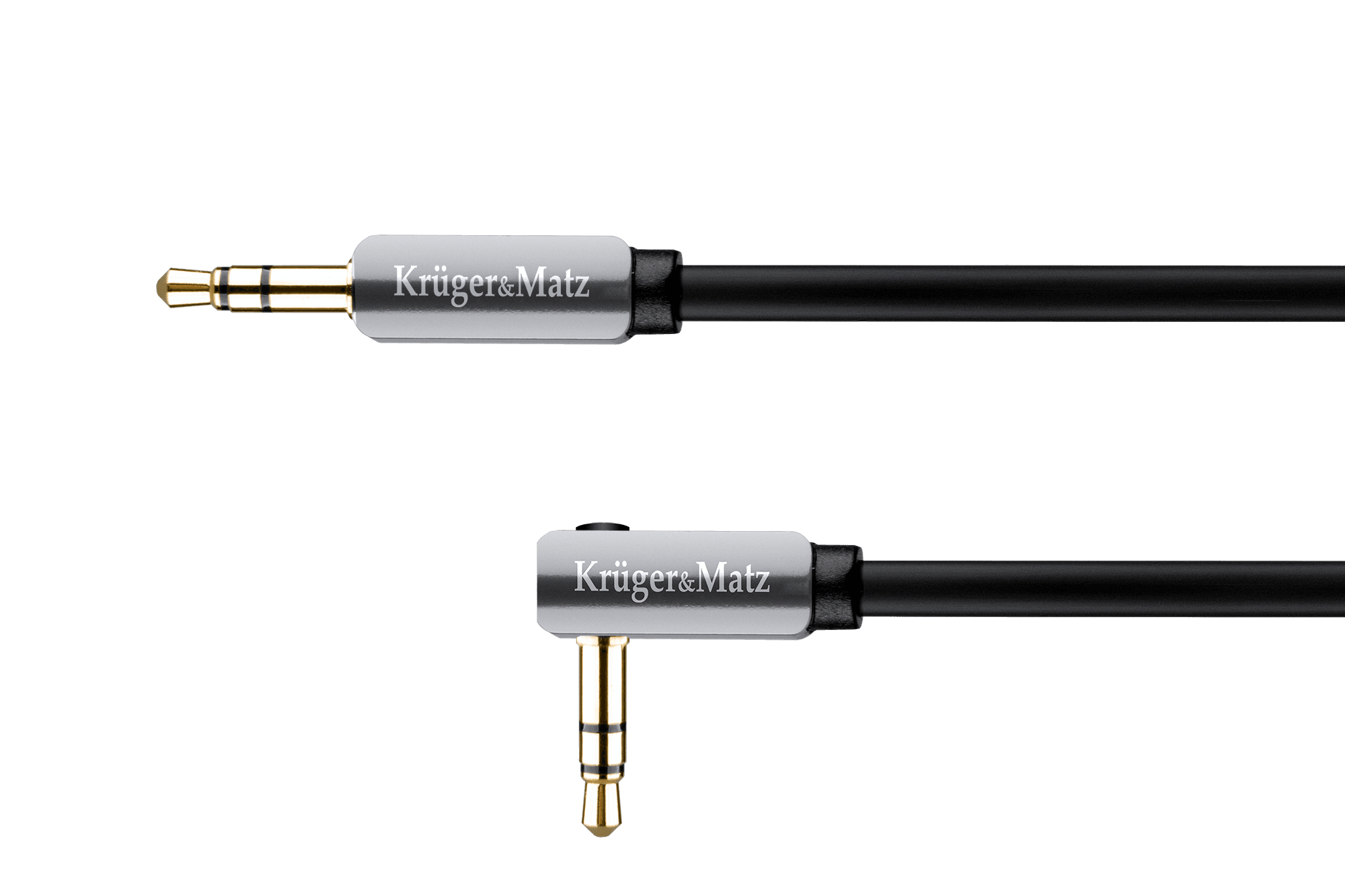Kabel wtyk kątowy - wtyk prosty jack 3.5 stereo 1.0m Kruger&Matz