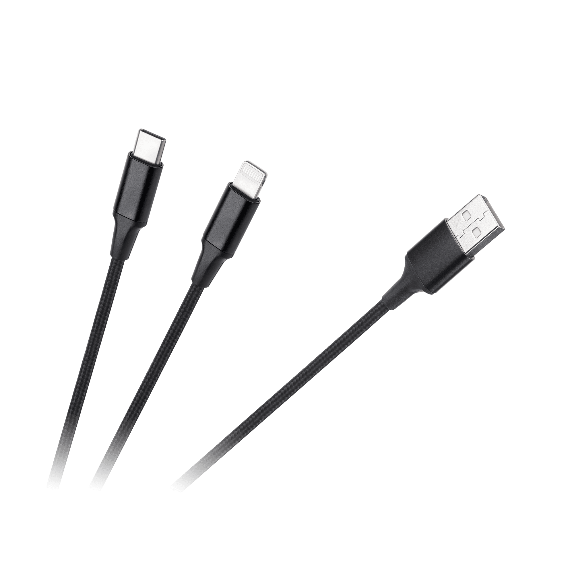 Kabel wtyk USB A - wtyk USB C/ wtyk lightningh (2w1) 1m
