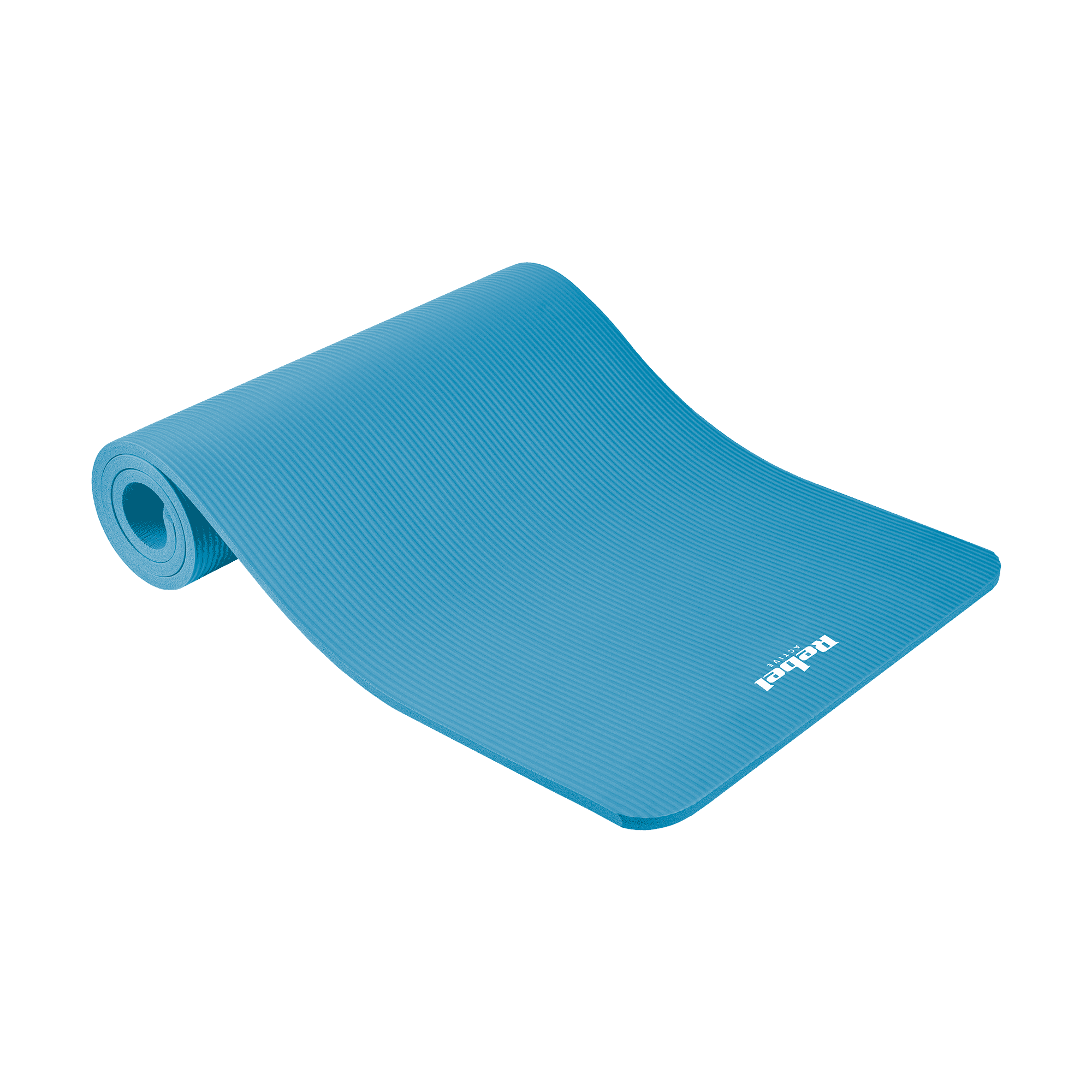 Mata gimnastyczna do ćwiczeń joga, pilates, fitness, 183x61cm, grubość 1.5cm, materiał NBR, niebieska, REBEL ACTIVE
