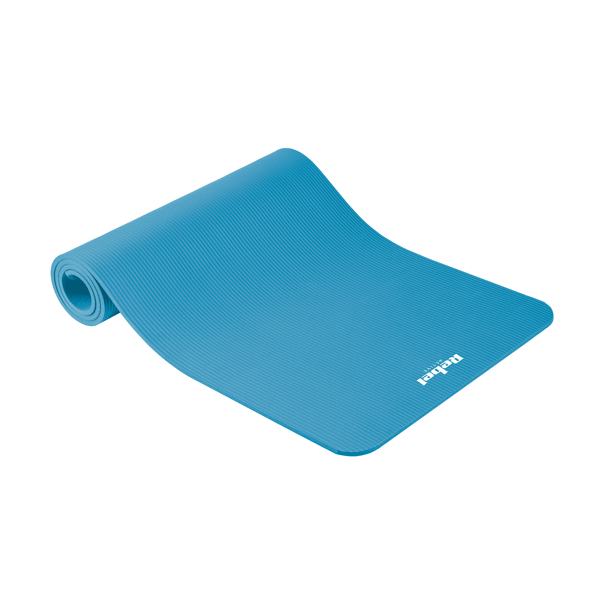 Mata gimnastyczna do ćwiczeń joga, pilates, fitness, 183x61cm, grubość 1cm, materiał NBR, niebieska, REBEL ACTIVE