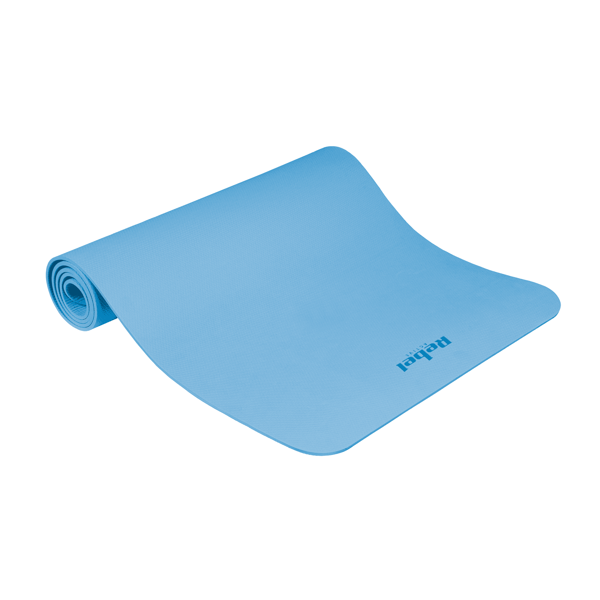 Mata gimnastyczna do ćwiczeń joga, pilates, fitness, 183x61cm, grubość 6mm, materiał TPE, niebieska, REBEL ACTIVE