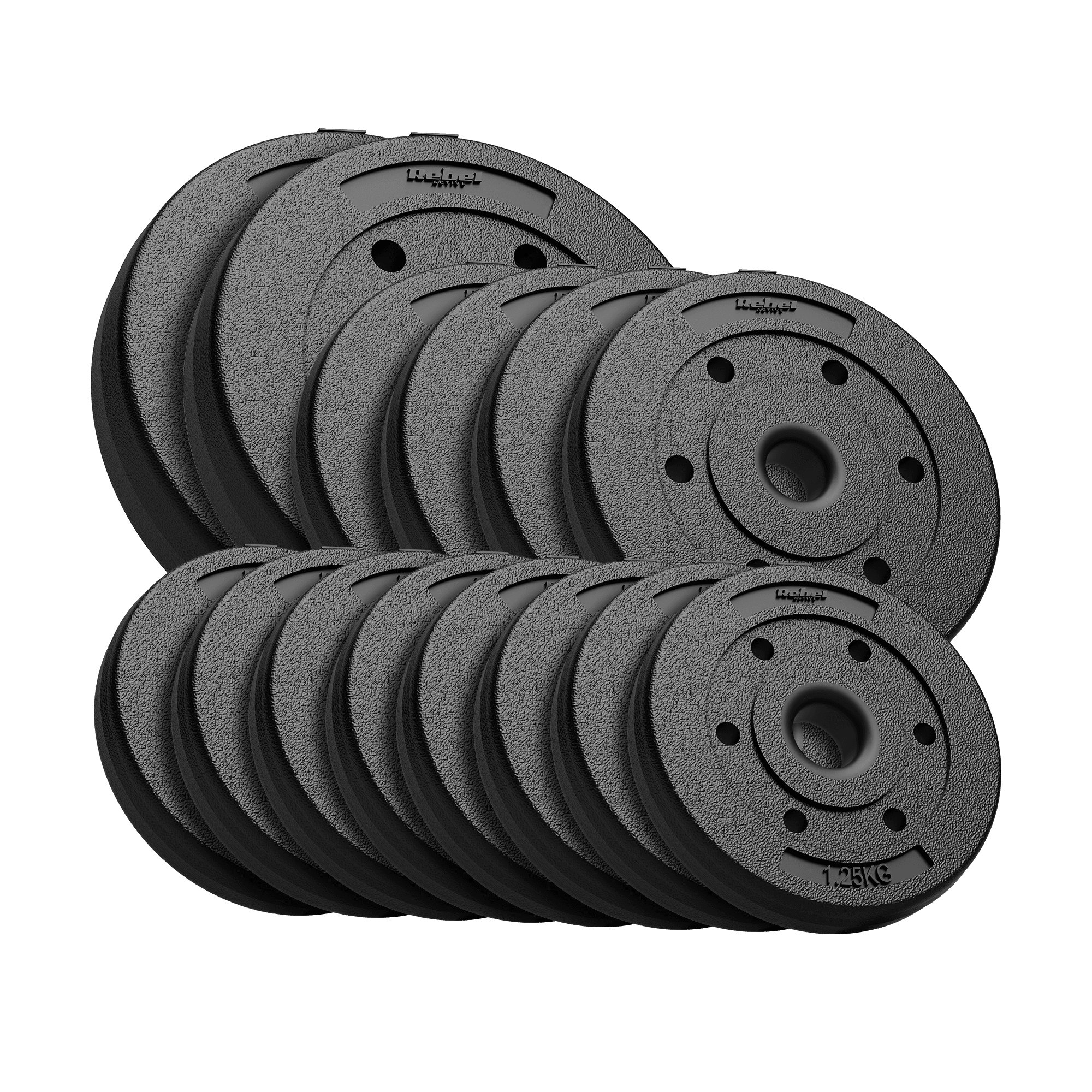 Bituminės apkrovos rinkinys 30kg (8x1.25kg + 4x2.5kg + 2x5kg), 31 mm skylė, REBEL ACTIVE