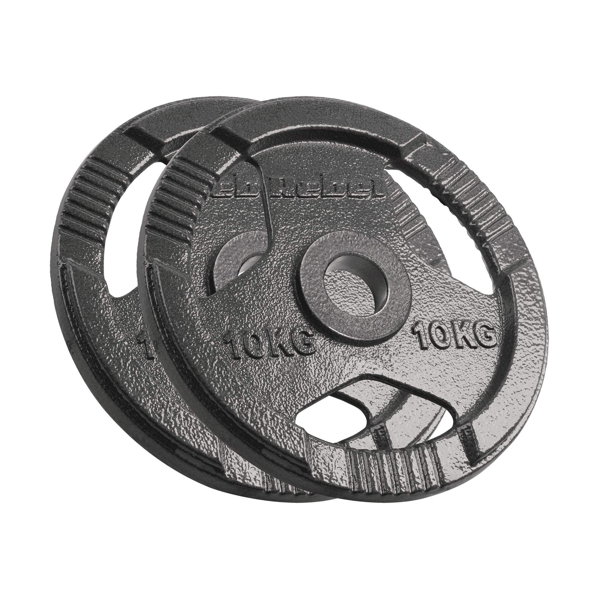 Olimpinis ketaus įkrovos rinkinys 2x10kg, 51mm skylė, Plokštė su rankenomis, REBEL ACTIVE