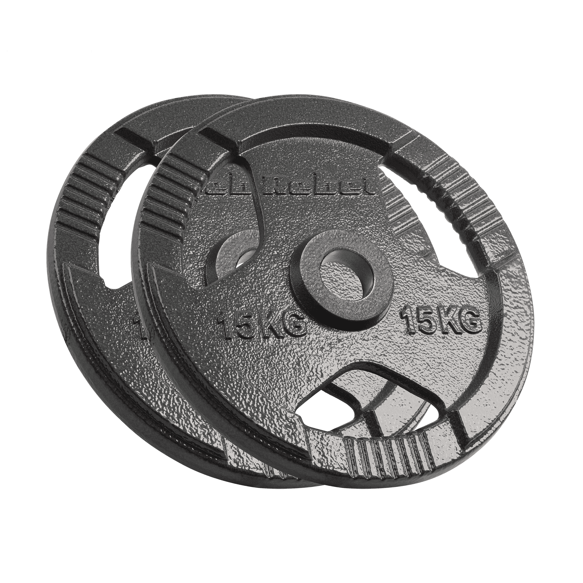 Olimpinis ketaus įkrovos rinkinys 2x15kg, 51mm skylė, plokštė su rankenomis, REBEL ACTIVE