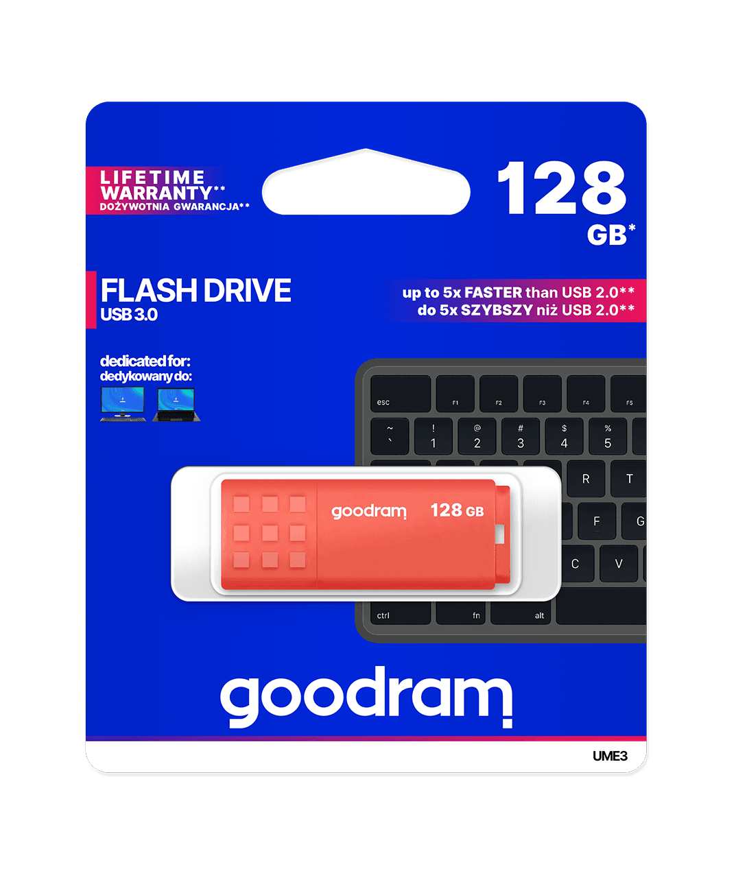 Flash diskas Goodram USB 3.2 128GB oranžinė