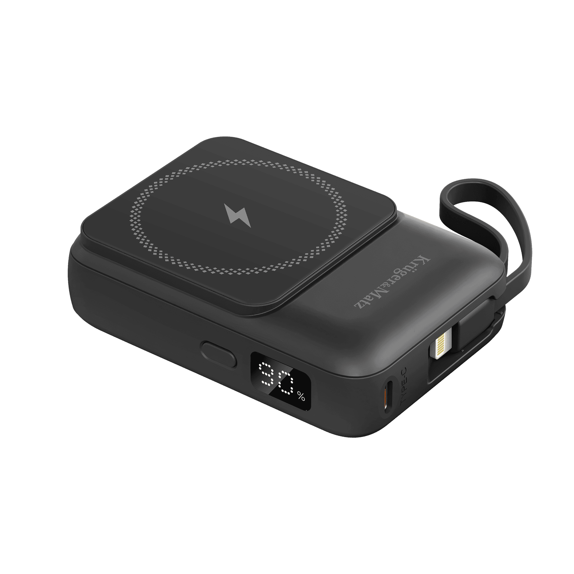 POWERBANK indukcyjny Kruger&Matz 10000 mAh magnetyczny z kablem czarny