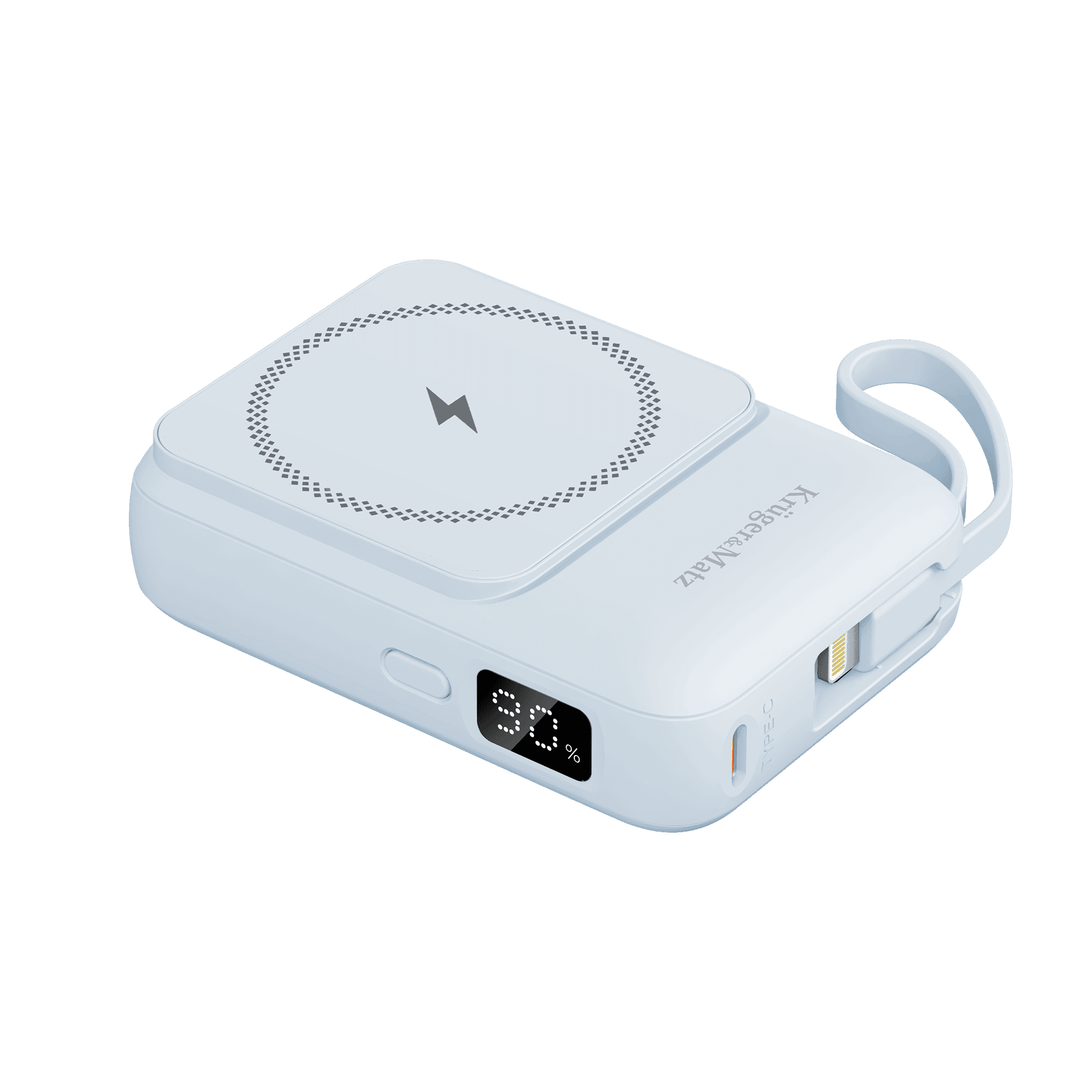 POWERBANK indukcyjny Kruger&Matz 10000 mAh magnetyczny z kablem niebieski