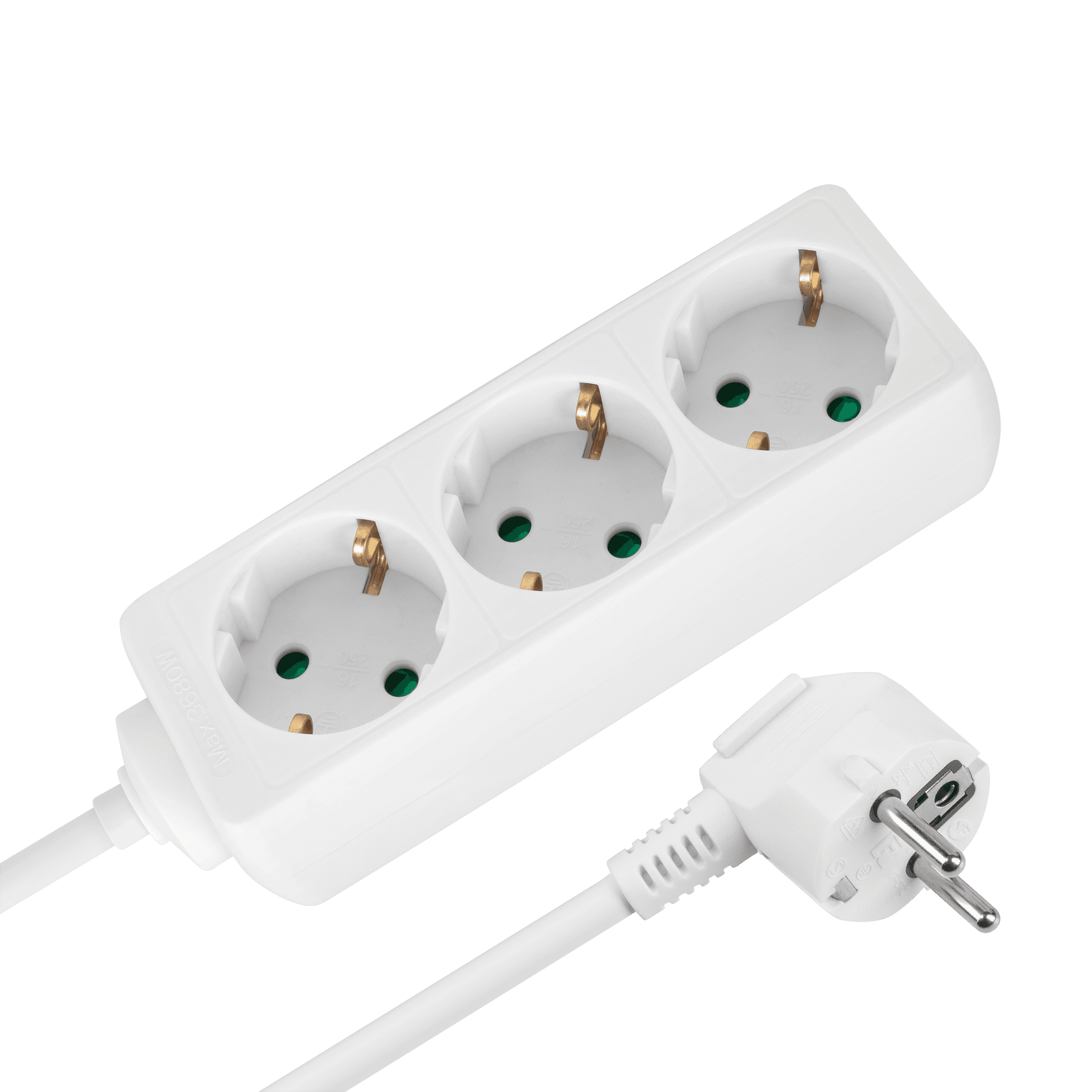 Przedłużacz 3 gniazda 1,5m typu niemieckiego bez przełącznika (3x1,0mm) Rebel biały