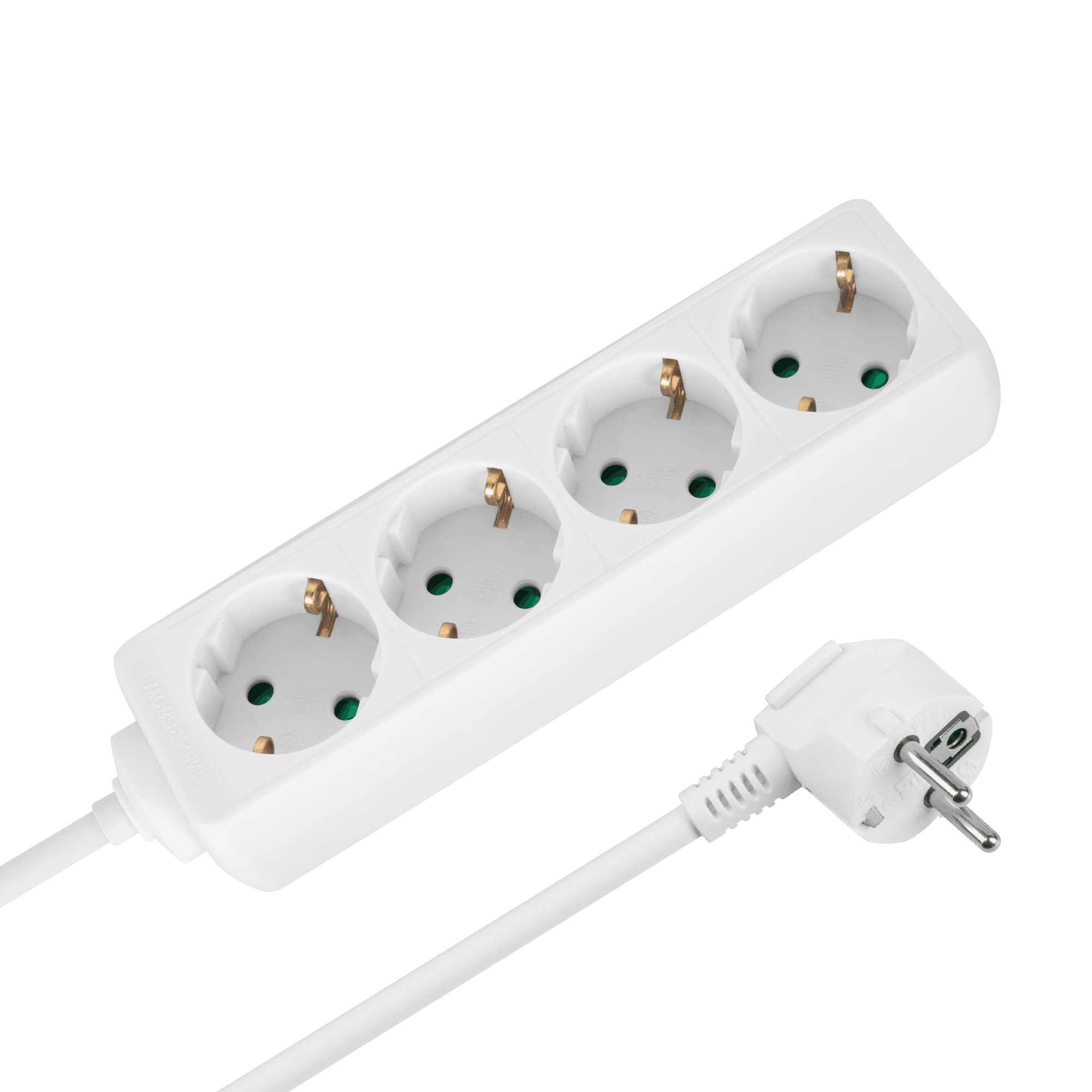 Przedłużacz 4 gniazda 1,5m typu niemieckiego bez przełącznika (3x1,0mm) Rebel biały