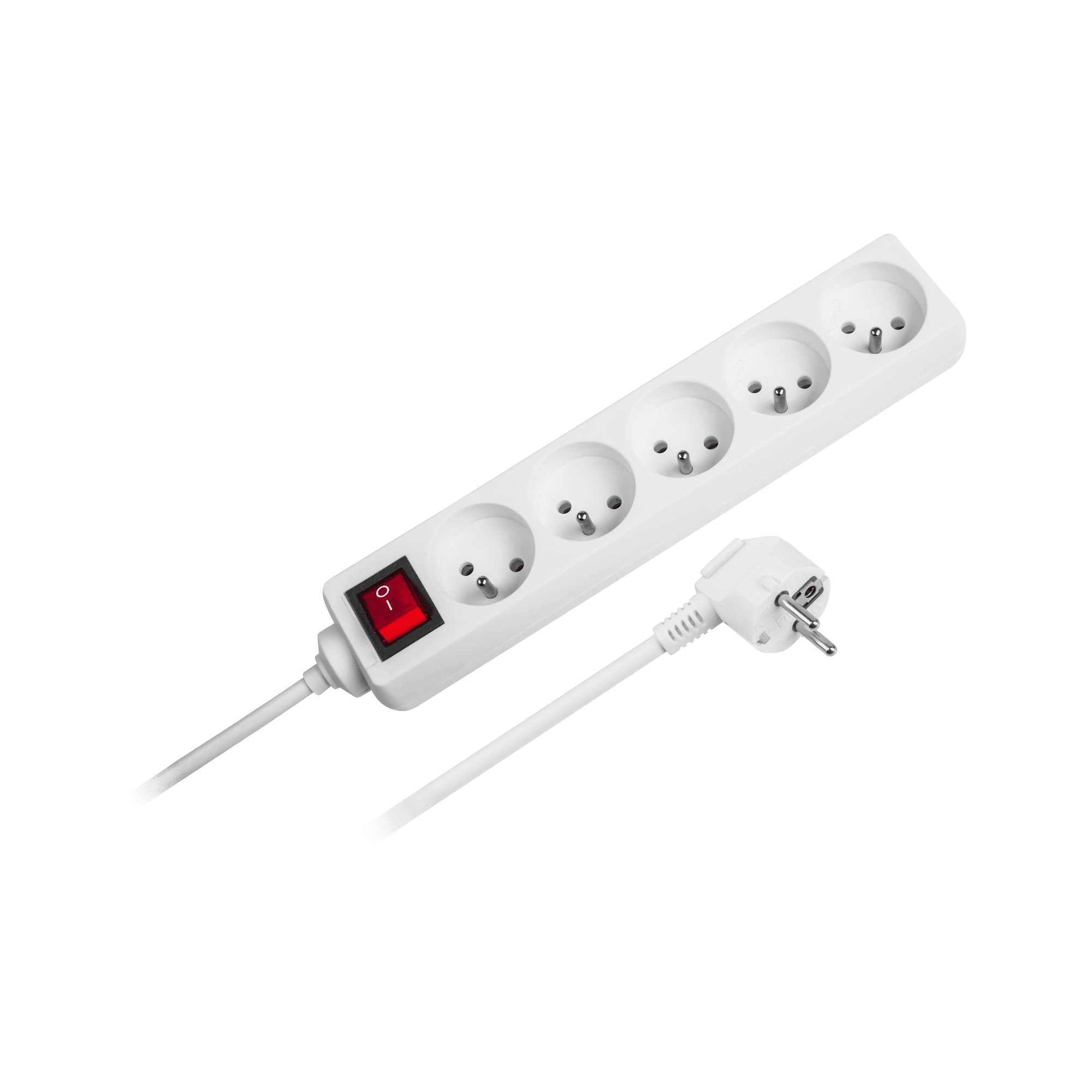 Przedłużacz 5 gniazd 3m typu niemieckiego z przełącznikiem (3x1,5mm) Rebel biały