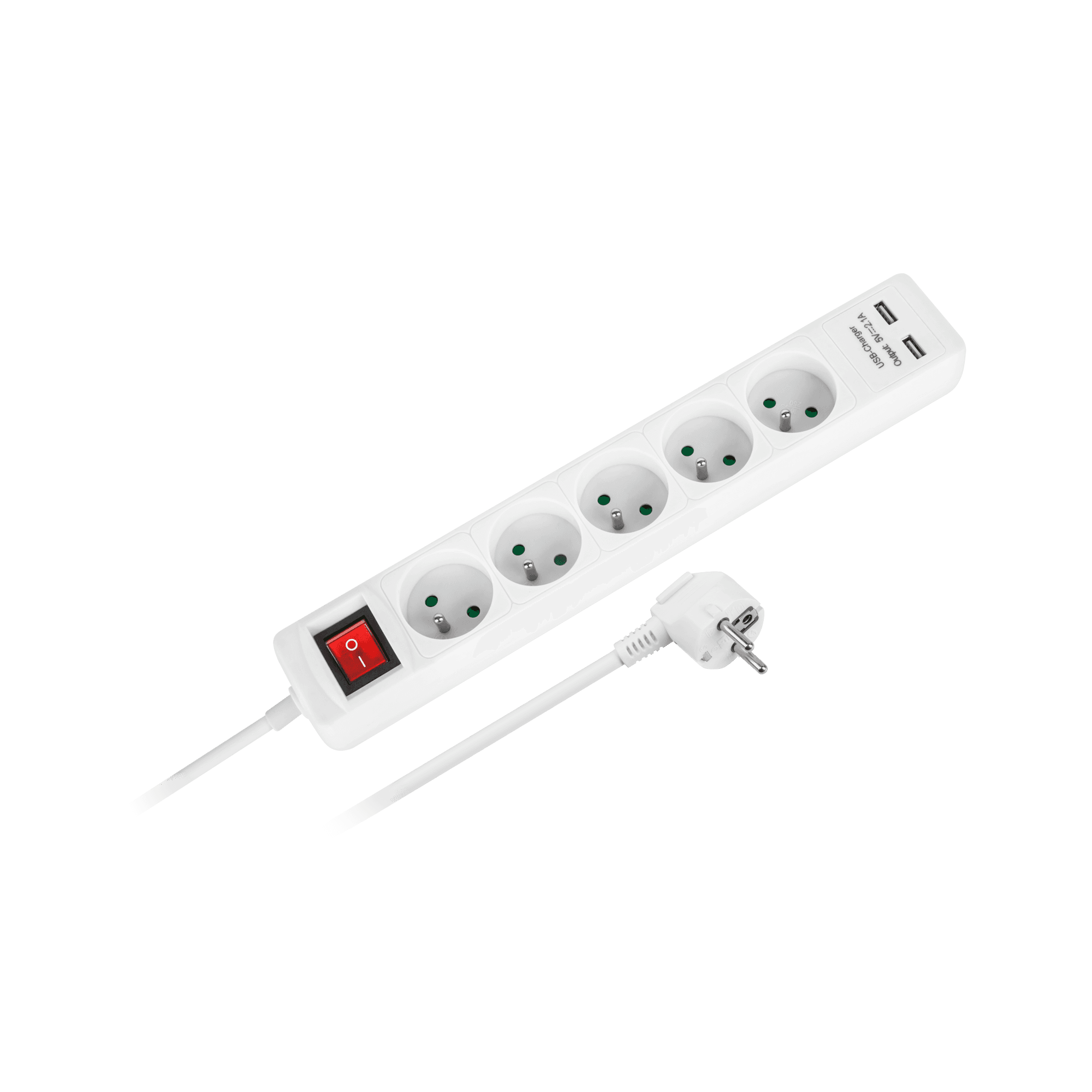 Przedłużacz sieciowy Rebel 5 gniazd + 2 gniazda USB z wyłącznikiem -1,5m