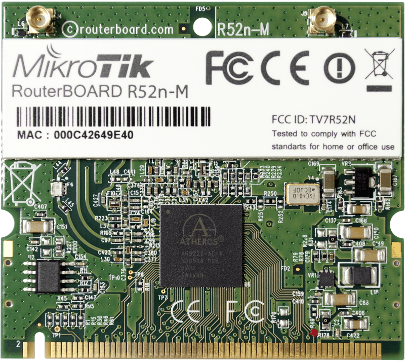 Router Board/Karta Wi-Fi R52Nm dual band mini PCI, 802.11a/b/g/n, 23dBm, MMCX