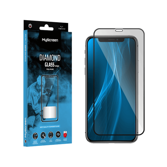 MyScreen DIAMOND GLASS LITE kraštas FULL GLUE juodas Apple iPhone X / Xs / 11 Pro