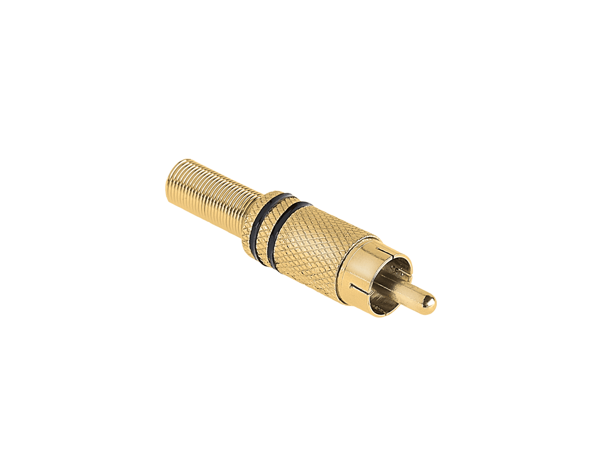 RCA plug aukso dvi juostelės juodos