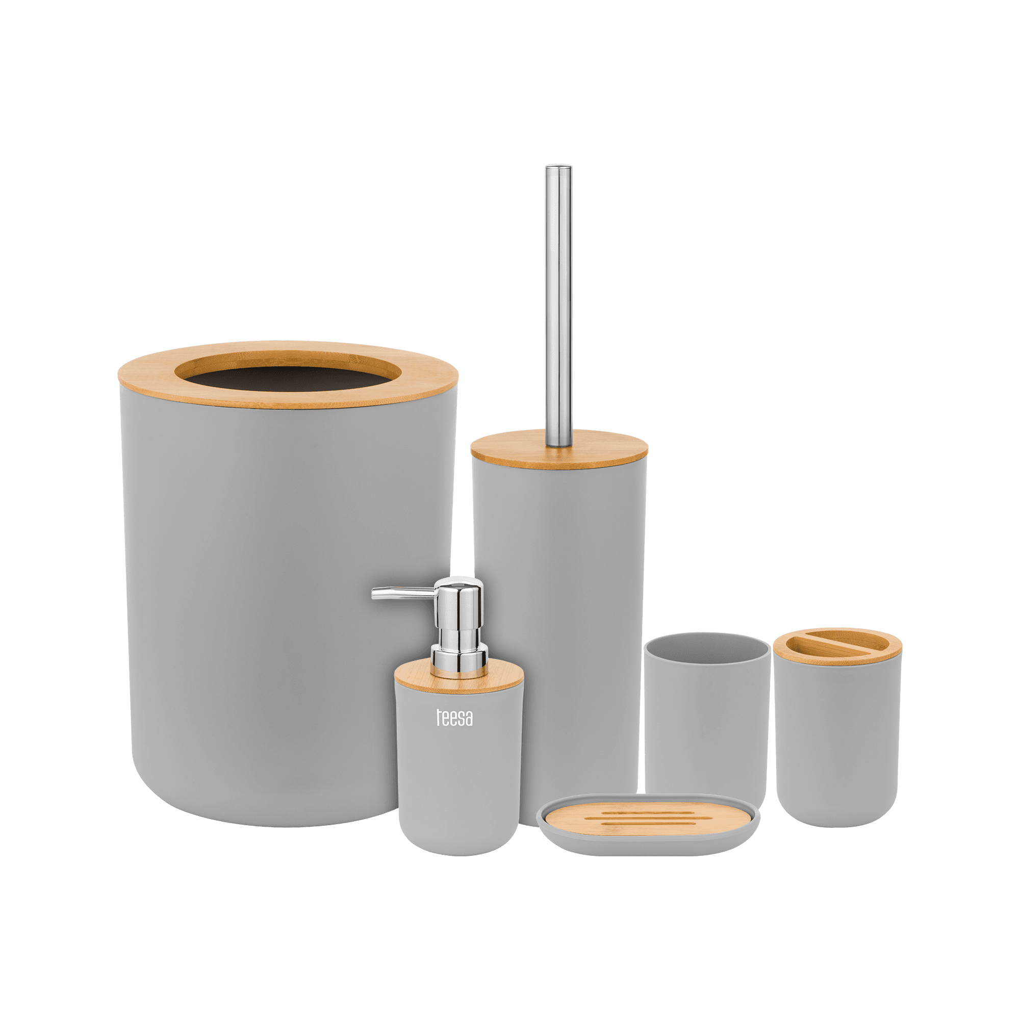 Vonios reikmenų rinkinys (6 vnt.) pilkas