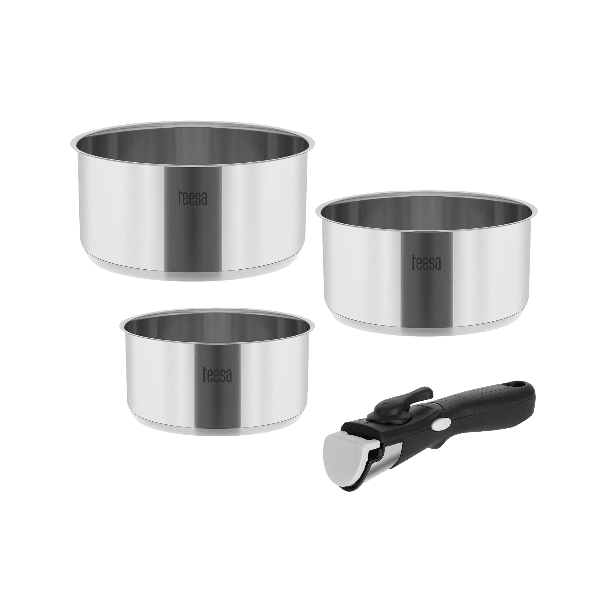 Puodų rinkinys su TESA COOK nuimama rankena EXPERT SINGLE HAND