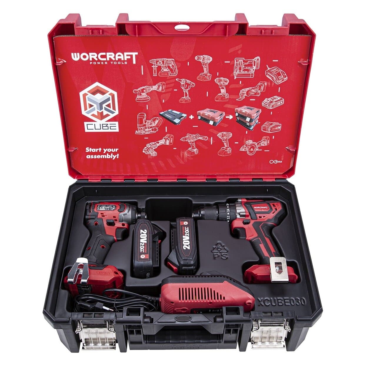 Akumuliatorinio suktuvo-gręžtuvo ir smūginio suktuvo rinkinys 20V LI-ION (XCUBE dėžė)