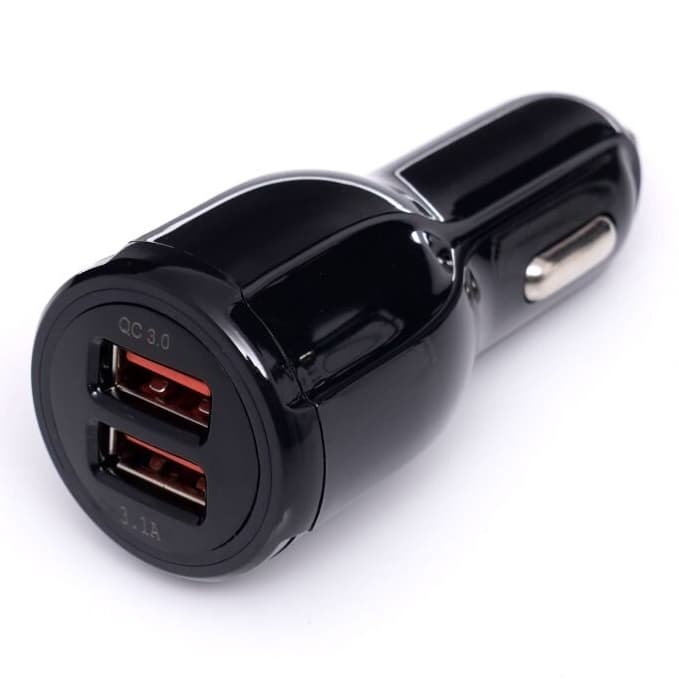 Įkroviklis automobilinis greito krovimo 12V/24V, USB/3.1A + USB/QC3.0